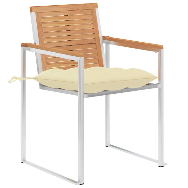 vidaXL Chaises de jardin avec coussins lot de 2 Teck solide et acier