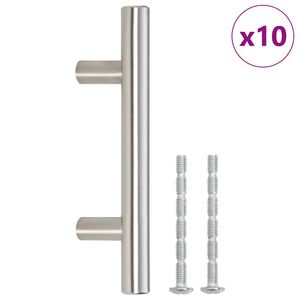 vidaXL Poign&eacute;es d'armoire 10 pcs argent&eacute; entraxe 64 mm longueur totale 100 mm acier inoxydable