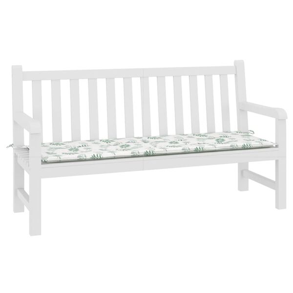 vidaXL Coussin de banc de jardin motif de feuilles 150x50x3 cm