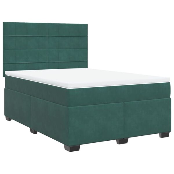 vidaXL Sommier &agrave; lattes de lit et matelas Vert fonc&eacute; 160x200cm Velours