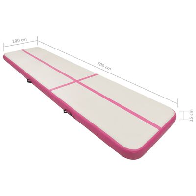 vidaXL Tapis gonflable de gymnastique avec pompe 700x100x15cm PVC Rose