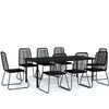 vidaXL Ensemble &agrave; manger de jardin 9 pcs Noir