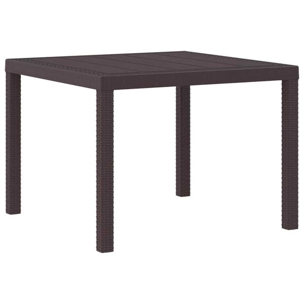 vidaXL Table de jardin pour repas Marron 100 x 100 x 73 cm polyrotin