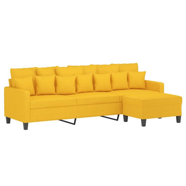 vidaXL Canap&eacute; &agrave; 3 places avec repose-pieds Jaune clair 210 cm Tissu