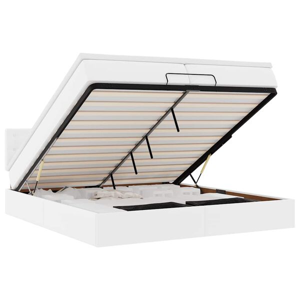 vidaXL Cadre de lit ottoman et matelas blanc pur 200x200cm similicuir