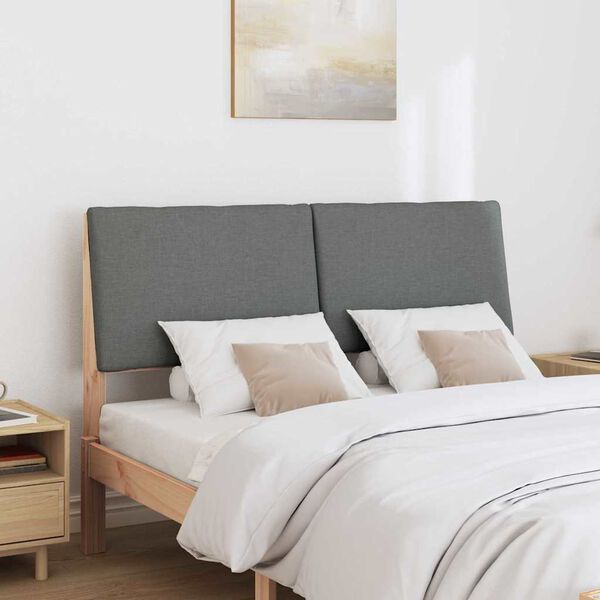 vidaXL T&ecirc;te de lit capitonn&eacute;e Gris fonc&eacute; 150 cm Pin massif