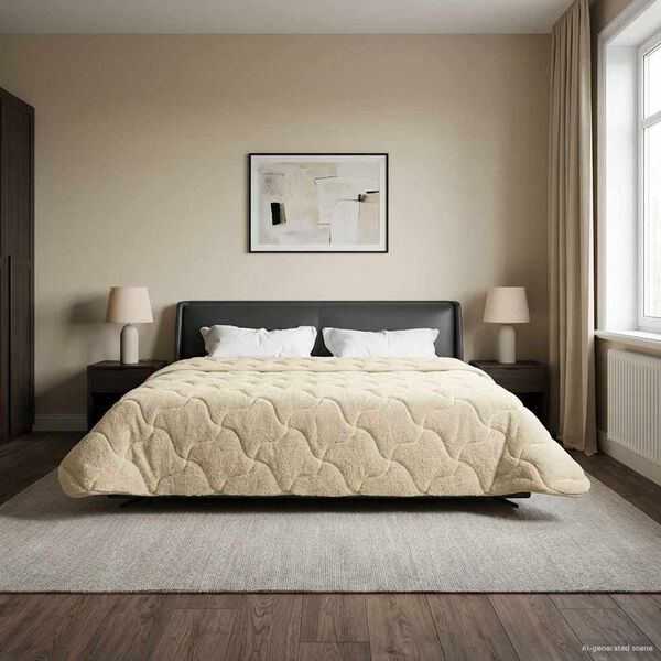 vidaXL Duvet complet toute l'ann&eacute;e Matelass&eacute; Cr&egrave;me 220 x 240 cm