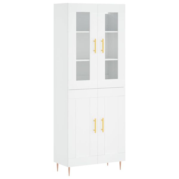 vidaXL Buffet haut Blanc 69,5x34x180 cm Bois d'ing&eacute;nierie
