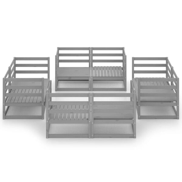 vidaXL Salon de jardin 8 pcs Gris Bois de pin massif