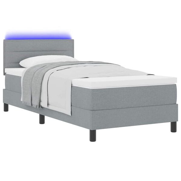 vidaXL Lit &agrave; ressorts avec matelas Gris clair 80 x 200 cm tissu