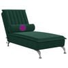 vidaXL Chaise longue de massage avec traversin vert fonc&eacute; velours