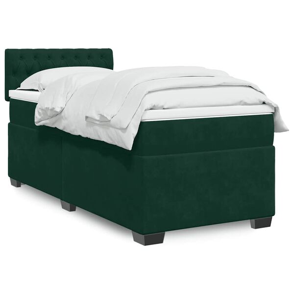 vidaXL Sommier &agrave; lattes de lit avec matelas Vert fonc&eacute; 90x200 cm