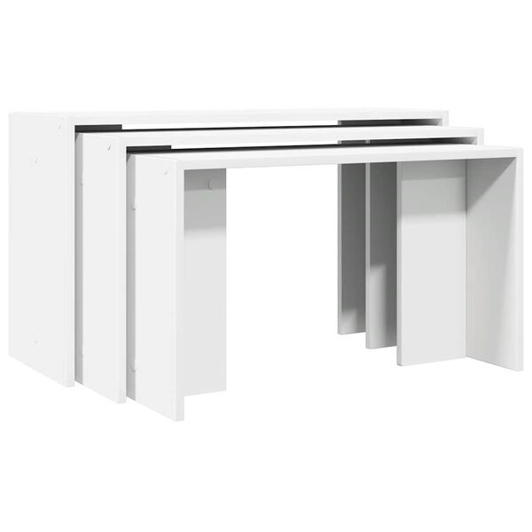 vidaXL Tables gigognes 3 pcs blanc bois d'ing&eacute;nierie