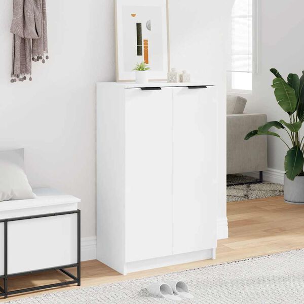 vidaXL Armoire &agrave; chaussures Blanc 59x35x100,5 cm Bois d'ing&eacute;nierie