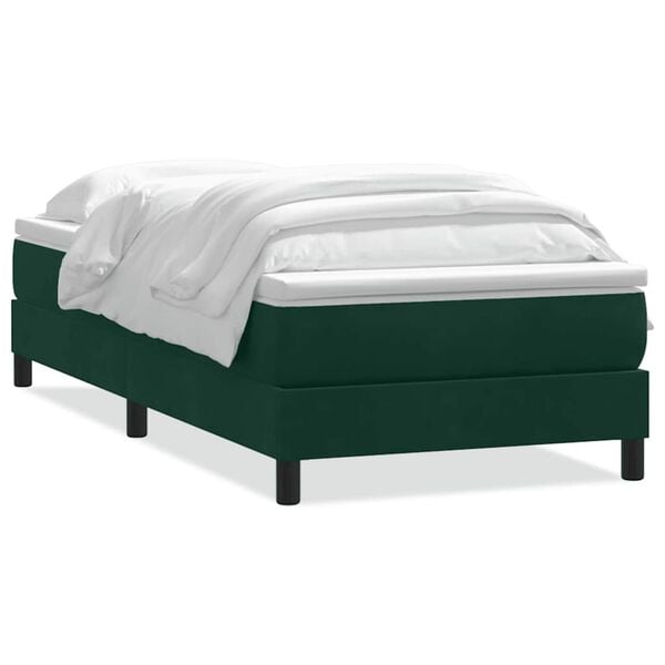 vidaXL Sommier &agrave; lattes de lit et matelas vert fonc&eacute; 90x220 cm velours