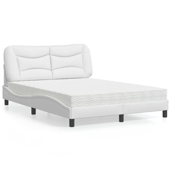 vidaXL Lit avec matelas Hvar blanc 140x190 cm similicuir