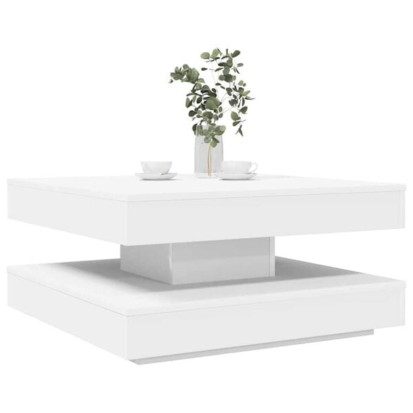 vidaXL Table basse rotative &agrave; 360 degr&eacute;s blanc 70x70x34,5 cm