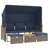 vidaXL Canap&eacute; de jardin 3 places avec auvent et poufs gris r&eacute;sine tress&eacute;e