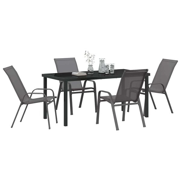 vidaXL Ensemble de salle &agrave; manger pour jardin 5 pcs Gris