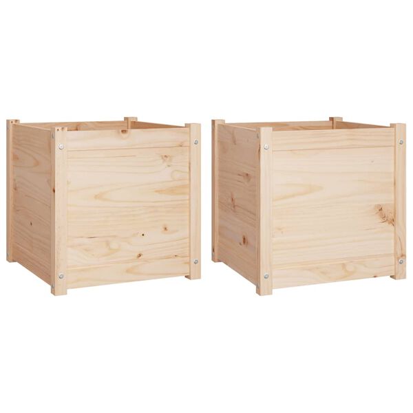 vidaXL Jardini&egrave;res d'ext&eacute;rieur 2 pcs 50x50x50 cm bois de pin massif