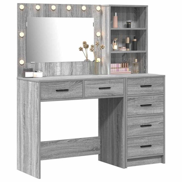 vidaXL Table de Toilette avec tiroir Gris clair 78.5 x 41 x 135 cm