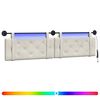 vidaXL T&ecirc;te de lit suspendue Avec lumi&egrave;re LED Cr&egrave;me Velours