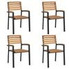 vidaXL Chaises de jardin empilables lot de 4 bois d'acacia et m&eacute;tal