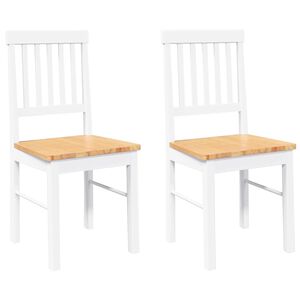vidaXL Chaises &agrave; manger 2 pcs blanc bois massif caoutchouc