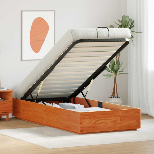 vidaXL Cadre de lit ottoman Brun Cir&eacute; 80 x 200 cm Pin massif