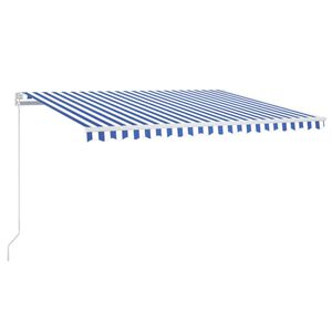 vidaXL Auvent manuel r&eacute;tractable avec LED 400x300 cm Bleu et blanc