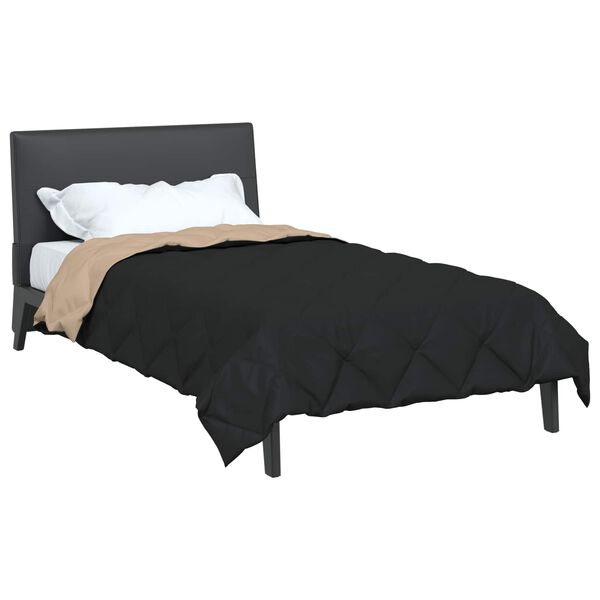 vidaXL Duvet d'&eacute;t&eacute; simple Noir et Taupe 200 x 155 cm Microfibre