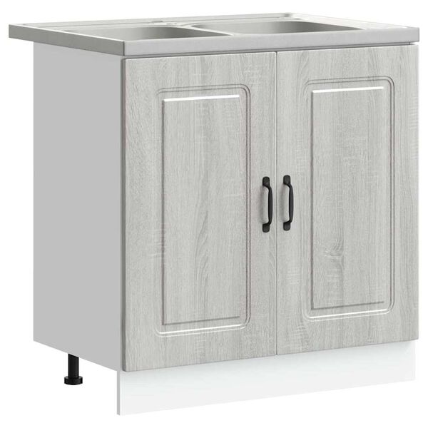 vidaXL Armoire de cuisine Kalmar 2 pcs Gris 80 x 46 x 81.5 cm