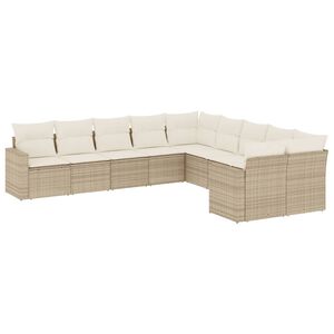 vidaXL Salon de jardin avec coussins 10 pcs beige r&eacute;sine tress&eacute;e