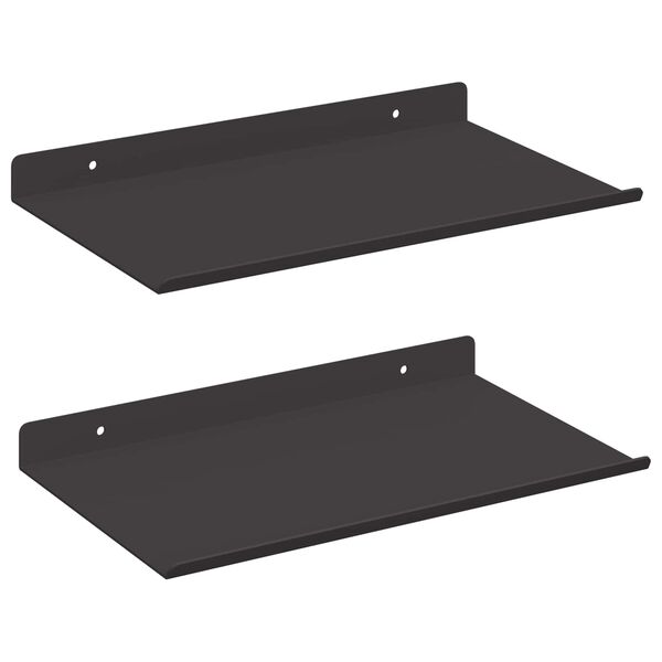vidaXL &Eacute;tag&egrave;re flottante 2 pcs Noir 30 x 17,5 x 2,5 cm Acier
