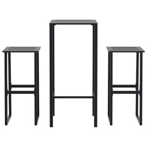 vidaXL Ensemble de bar de jardin 3 pcs noir acier enduit de poudre
