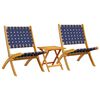 vidaXL Chaises pliables de jardin lot de 2 avec table bleu fonc&eacute; bois