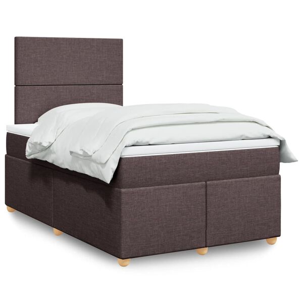 vidaXL Sommier &agrave; lattes de lit et matelas marron fonc&eacute; 120x190cm tissu