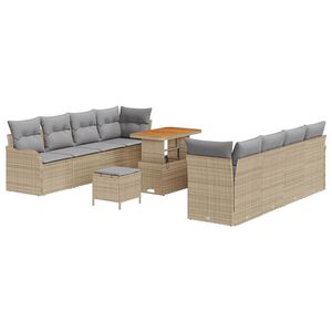 vidaXL Ensemble de canap&eacute; de jardin 11 pc 10 place Beige