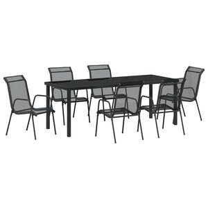 vidaXL Ensemble de salle &agrave; manger pour jardin 7 pcs Noir