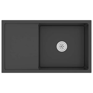 vidaXL &Eacute;vier de cuisine fait main Noir Acier inoxydable