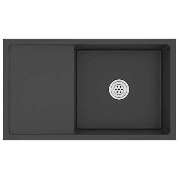 vidaXL Évier de cuisine fait main Noir Acier inoxydable