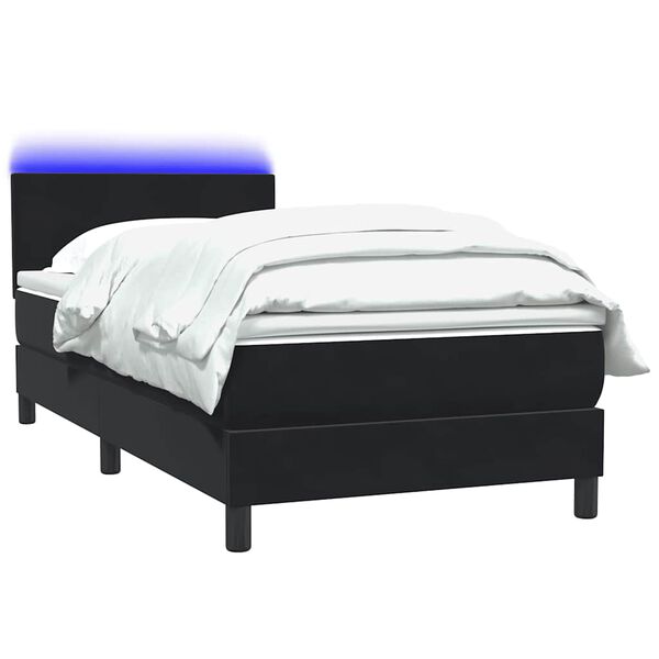 vidaXL Sommier &agrave; lattes de lit avec matelas et LED noir 100x220 cm velours