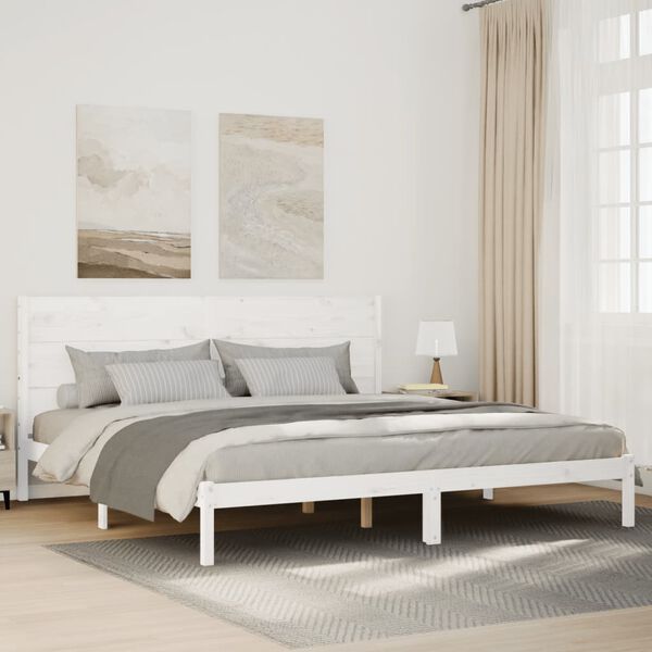 vidaXL Cadre de lit extra long sans matelas 180x210 cm bois massif