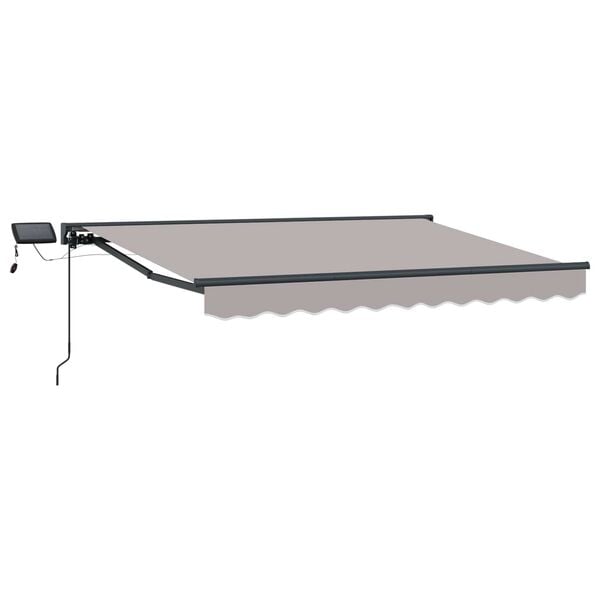 vidaXL Cadre de store manuel avec LEDs Gris clair 3 x 2,5 m