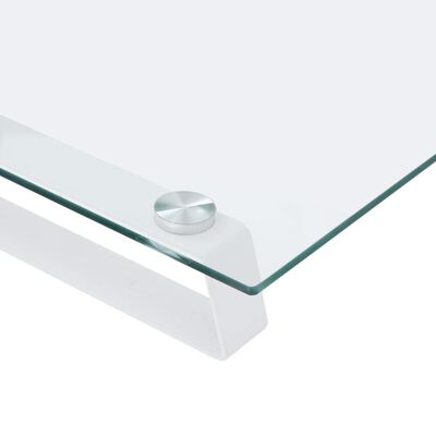 vidaXL Support de moniteur blanc 40x35x8 cm verre trempé et métal