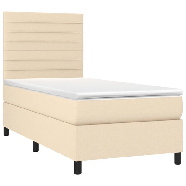 vidaXL Sommier &agrave; lattes de lit avec matelas Cr&egrave;me 100x200 cm Tissu