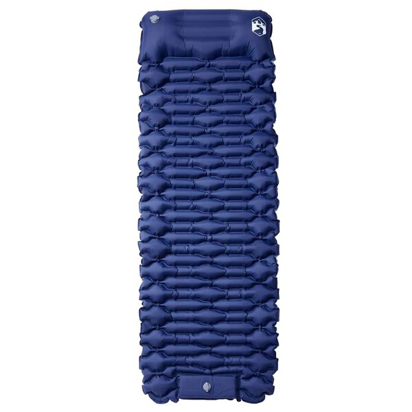 vidaXL Matelas de camping autogonflant oreiller 1 personne bleu marine