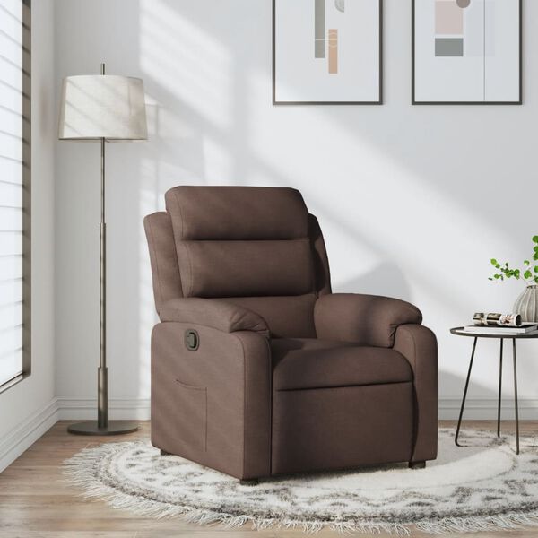 vidaXL Fauteuil inclinable Marron fonc&eacute; Tissu
