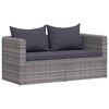 vidaXL Canap&eacute;s d'angle de jardin 2 pcs Gris R&eacute;sine tress&eacute;e