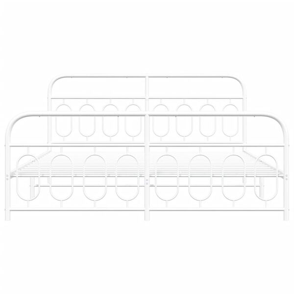 vidaXL Cadre de lit m&eacute;tal sans matelas et pied de lit blanc 193x203 cm
